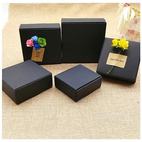 50pcs Black Carton Kraft Paper candy Box,small black cardboard paper packaging box,Craft Gift Handmade Soap Packaging box