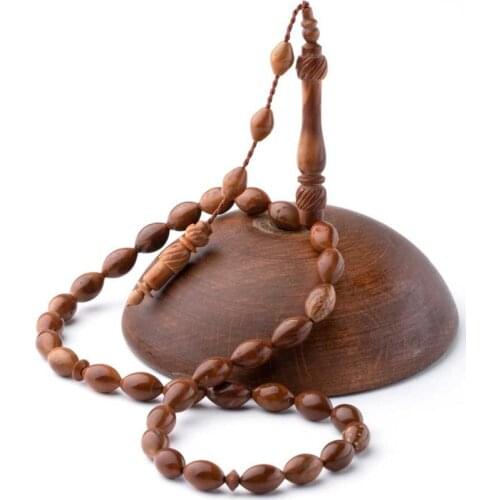 Kuka Brown Rosary Men Barley Cut Rosary With Arabic Tasbih Bead Tassel Made in Turkey