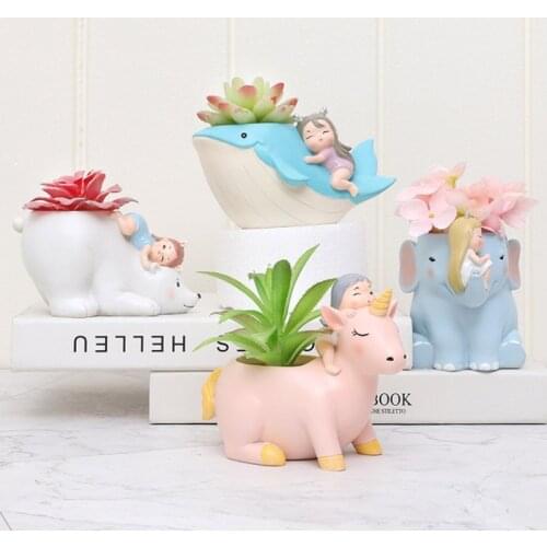 Creative Flower Pot Cartoon Planter Puppy Resin Planters Pots For Flowers Desktop Macetas Home Garden