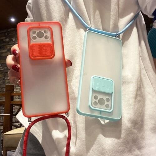 Crossbody Necklace Lanyard Case For Xiaomi Poco X3 Pro Redmi Note 10 Pro 9 Pro Max Mi 10T Lite Camera Lens Protection Back Cover