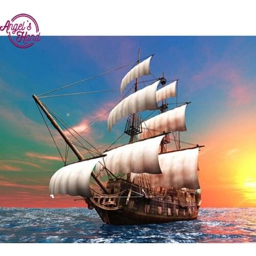 DIY 3D full square Diamond Painting Cross Stitch Kits sailing ship Diamond Mosaic Home Decor Diamonds Embroidery home decor