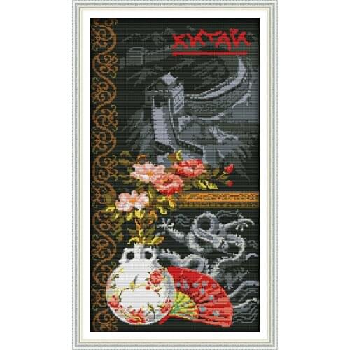 Impression of China Counted Cross Stitch Diy 11CT 14CT Cross Stitch Set Wholesale Cross-stitch Kit Embroidery Needlework