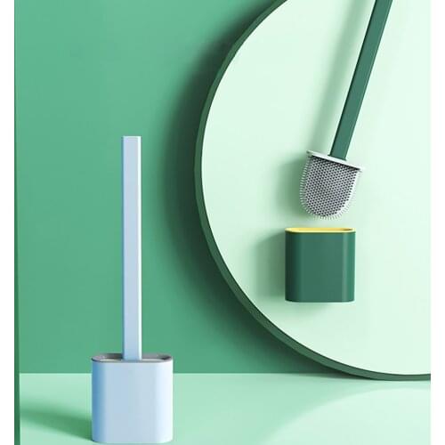 Wall Mount Toilet Brush Set Long Handle Bathroom Soft Brush And Holder With Lid Thoroughly Clean Any Corner Lightweight Durable