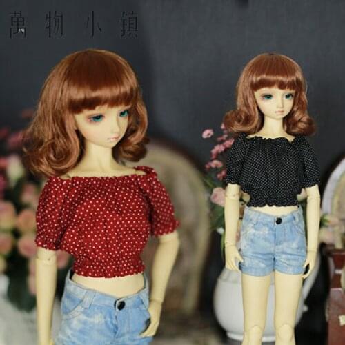 [NEW black/red Polka Dot Lace Sweet Shirt/Outfit For BJD 1/3 1/4 SD MSD BJD Doll Clothes