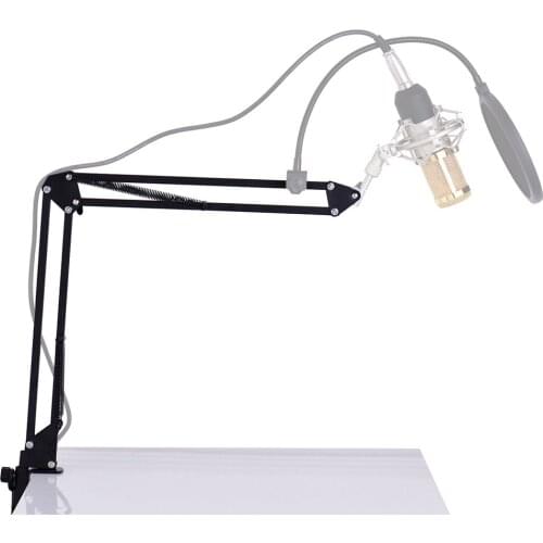 Newest Mic Microphone Scissor Suspension Arm Stand and Table Mounting Clamp Holder Shield Metal Mount Kit Microphone Clip