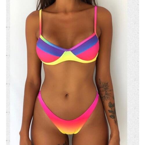 2019 New Women Bikini Set Print Push-up Padded Bra Bikini Set Triangle Swimwear Swimsuit Bathing Beach