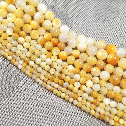 New Hot Sale Natural Yellow Shell Beads Round Shape Loose Beads for Jewelry Necklace Bracelet Accessories Size 3/4/5/6 / 7mm