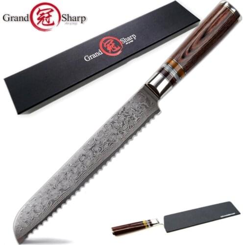 Bread Knife Japanese Damascus vg10 steel kitchen knives cake slicing tools bakery chef gadgets serrated blade japanese knives