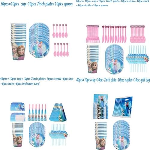 Disney Princess Frozen 2 Theme Disposable Tableware Paper Plate Cup Birthday Party Decoration Supplies Kids Adult Wedding Party