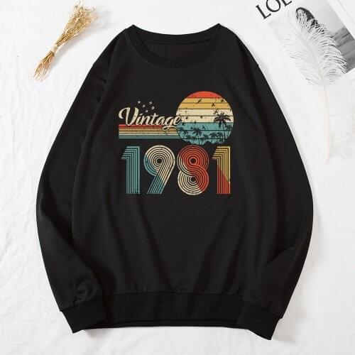 Autumn Sweatshirt Hooded Women Long Sleeve Hoodies 1981 Graphic Letter Printed Fashion Loose Pullovers Casual Female