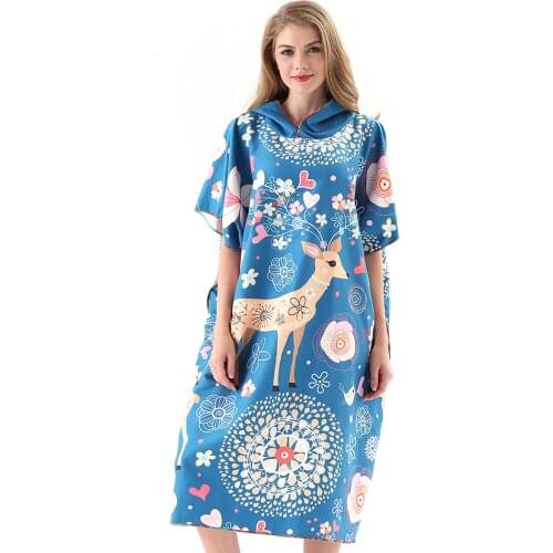 Beach Towel Poncho Hooded Bath Microfiber Wetsuit Changing Robe Poncho Surf Towel For Swimming Beach Outdooor Bathrobe