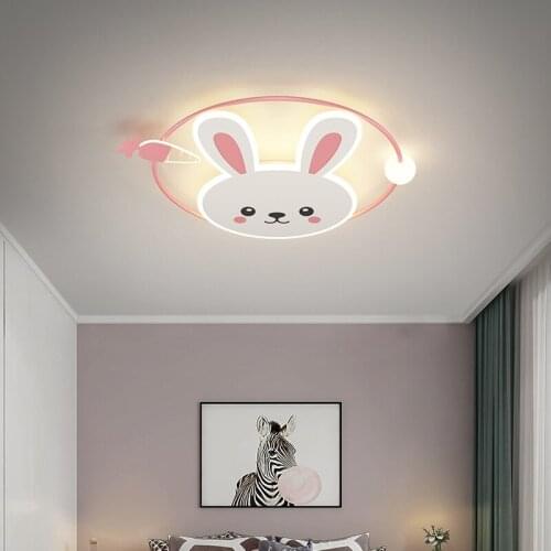 Minimalist Modern Pink Blue Rabbit LED Ceiling Light for Bedroom Living Dining Study Girl Kid Baby Play Room Hall Indoor Decor