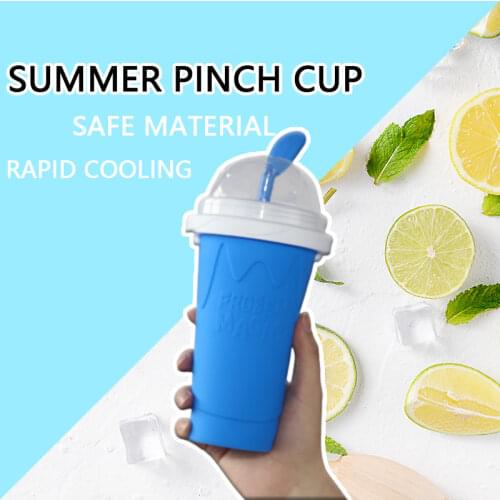 Pinch The Cup Smoothie Cup Silicone Double Layer Homemade Ice Cream Milkshake Juice Cup Summer Cold Keeping Cup