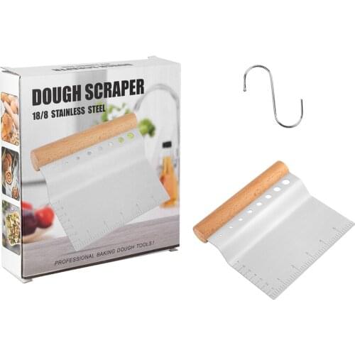 Stainless Steel Cutter Portable Multifunctional Dough Scraper Chopper Slicer Herb Knife Gray With Scales Tool