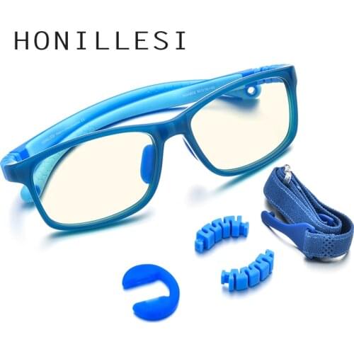 HONILLESI Silicone Anti Blue Light Glasses for Kids Children Boys Girls Flexible Rays UV Blocking Protection Eyeglasses 9019