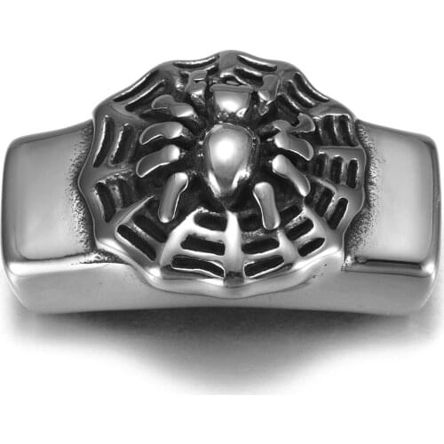 316L Stainless Steel Slider Beads Spider Web Polished 12x6mm Hole Bead Slide Charms Accessories for DIY Bracelet Jewelry Making