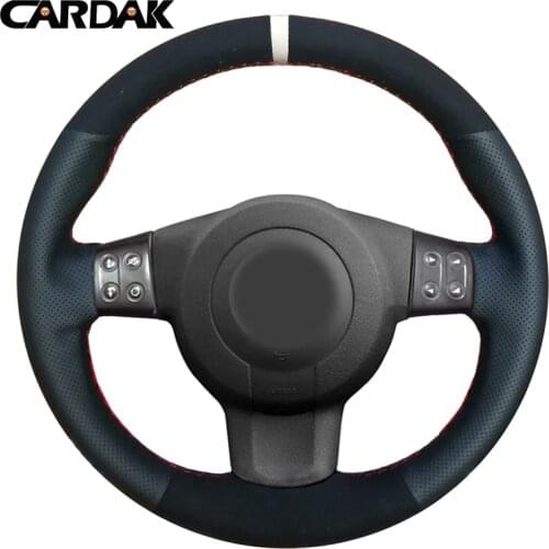 CARDAK DIY Hand-stitched Black Suede Artificial Leather Car Steering Wheel Cover for Seat Leon (Mk2) 2006-2008 Ibiza (6L) 2007