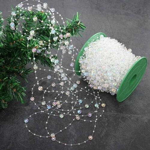 Wedding Decoration Acrylic Beads Chain Rainbow Color Garland Diamond Strand Christmas Party Event Backgound Decorative 60m/roll