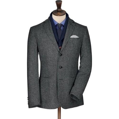 Herringbone Tweed Jacket Custom Made Dark Grey Tweed Suit Tailor Made Jacket Mens Vintage Tweed Jackets 2016 Tweed Winter Blazer