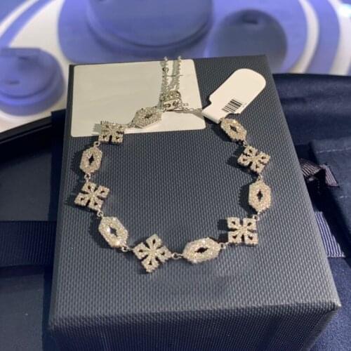 UMGODLY High Quality Retro Bracelet Silver Color Sliding Mana Flower Asymmetry Zircon Women Ladies Wedding Jewelry