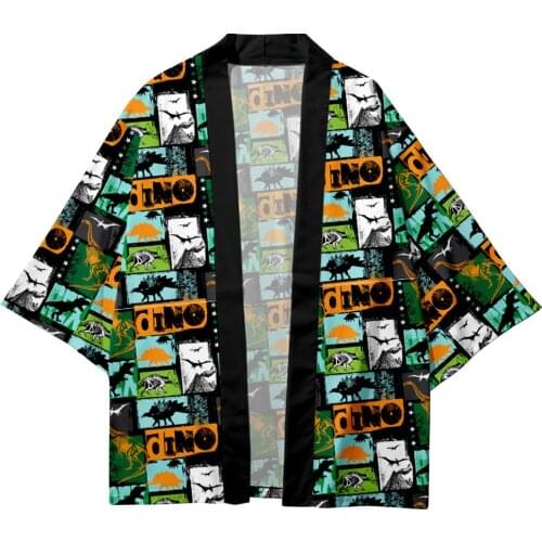 Yellow Dinosaur Cartoon Plus Size 6XL 5XL 4XL Loose Japanese Cardigan Women Men Harajuku Kimono Cosplay Blouse Yukata Clothing