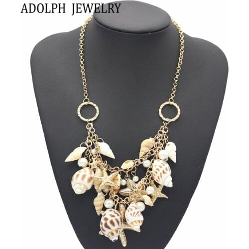 ADOLPH Jewelry Wholesale Fashion Shellfish Starfish Simulated-pearl Choker Statement Necklaces & Pendants Women Maxi Necklace