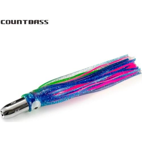 1pc Game Fishing Trolling Lure 2.3oz Bullet Jet Head with Squid Skirt, Tuna Wahoo Marline Sailfish Kinfish Lures