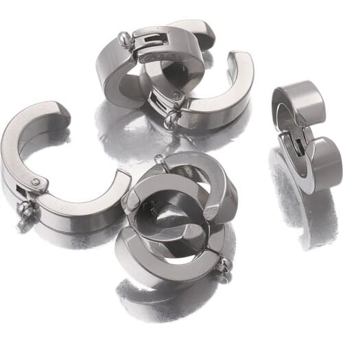 10pcs/lot Stainless Steel Clip Earrings Hiphop Fashion Rock Style Hypoallergenic Earrings DIY Jewelry Findings Parts Wholesale