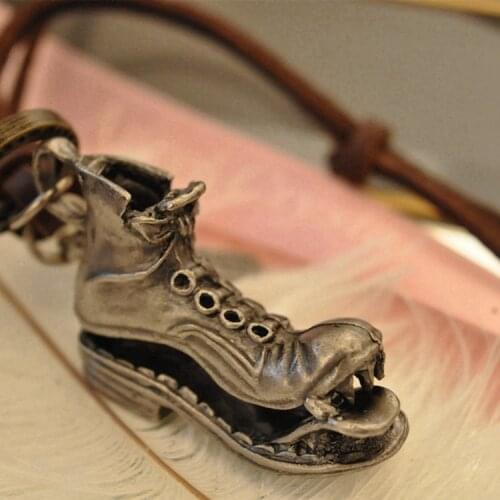 2016 Vintage Steam Punk Women Mens Statement Necklace & Pendant Shoe Leather Necklace Fine Jewelry Wholesale lka-k315