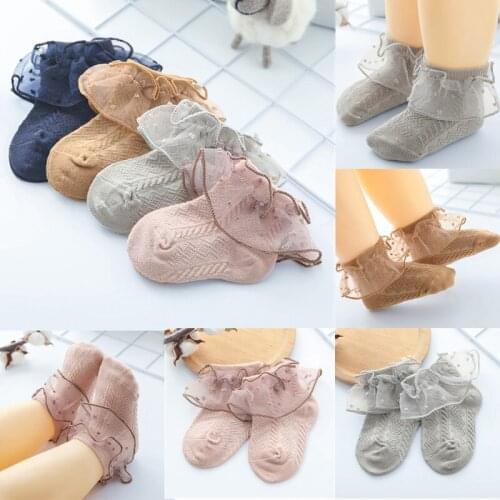 2020 Baby Stuff Accessories Socks Hot Frilly Lace Newborn Baby Girls Socks Cotton School Ankle Lace Ruffled Sock 3-12Y