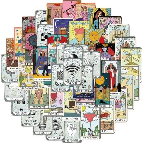 50Pcs Anime Tarot Card Stickers Divination Graffiti Stickers for Luggage Laptop Refrigerator Motorcycle Skateboard PVC Pegatinas