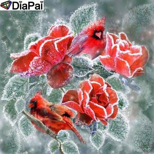 DiaPai 5D DIY Diamond Painting 100% Full Square/Round Drill "Bird flower" Diamond Embroidery Cross Stitch 3D Decor A23865