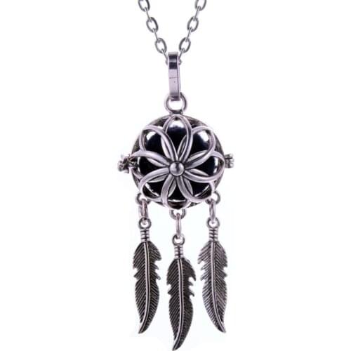 Aromatherapy Necklace feather tassel Lockets Pendant Perfume Essential Oil Aroma Diffuser Locket Necklace With Pads