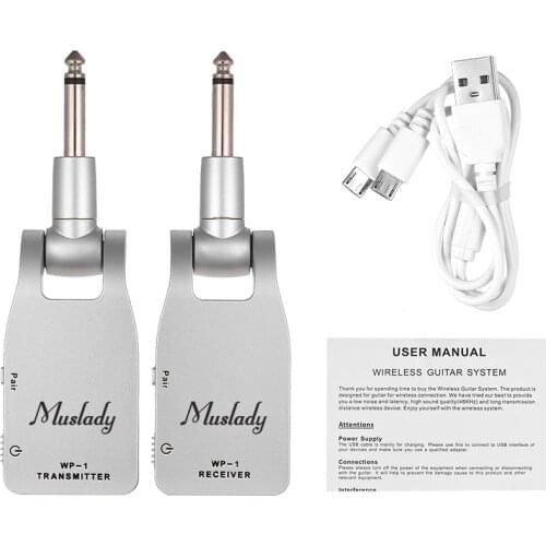 Wireless Guitar Transmitter Receiver 2.4G Built-in Rechargeable Lithium Battery 30M Transmission Range for Electric Guitar