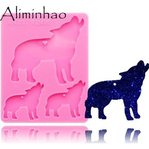 DY0164 Shiny Wolf family Silicone Molds DIY epoxy mould Wolf mother and baby silicon Resin Crafting molds keychains Mold