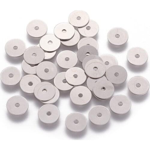 200pcs 6x0.3mm 316 Stainless Steel Loose Spacer Beads Charm Heishi Bead Flat Round/Disc for Jewlery Making DIY Finding Hole: 1mm