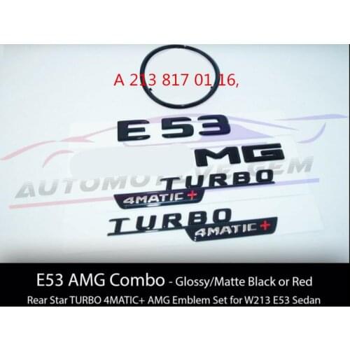 E53 SEDAN FOR AMG TURBO 4MATIC+ Rear Star Emblem Black Badge Combo Set FOR Mercedes A 213 817 01 16