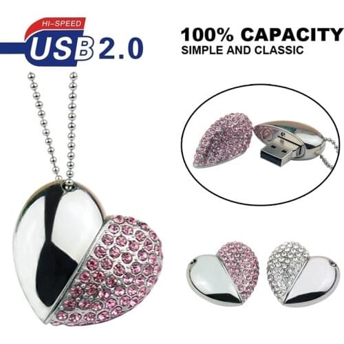 Necklace flash memory stick 2 style heart USB flash drive USB 2.0 drive 4gb 8gb 16gb 32gb wedding photography gifts 64gb U stick