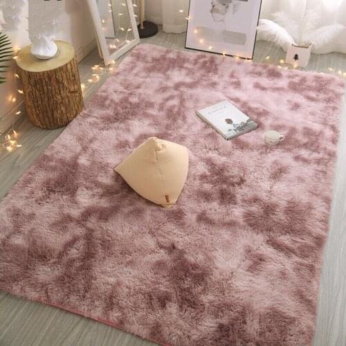 Soft Tie-Dye Carpet pink Bedroom baby Gradient Color Fluffy Area Rug Living Room Carpet Hallway Mat Anti-Slip Grey Customized