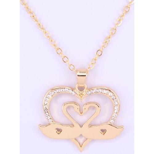 Hzew two swan heart pendant necklace two colors necklaces