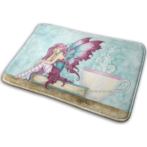 Sunday Morning Mat Rug Carpet Anti-Slip Bedroom Entrance Door Mat Fairy Book Reading Coffee Tea Teacup Amy Brown