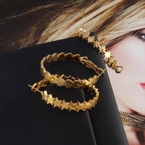 Circle Earrings Hoop Earring Stainless Steel Earring Geometric Drop Statement Earring Round Star Heart Earring For Women Jewelry