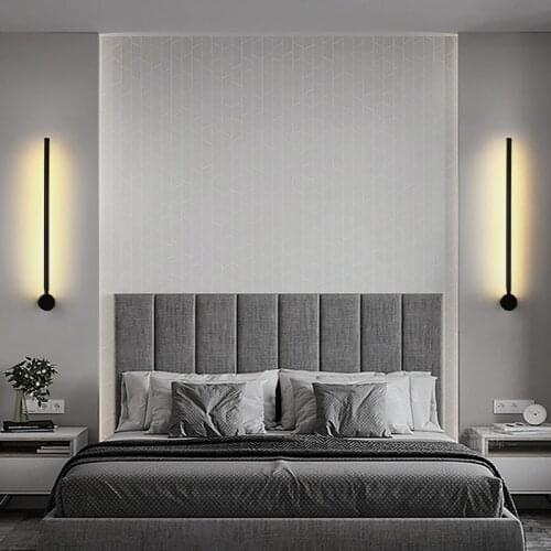 Nordic Minimalist Long Strip Wall Lamp Living Room Creative Aisle Background Wall Line Simple Bed Front Wall Lamp For Home Decor