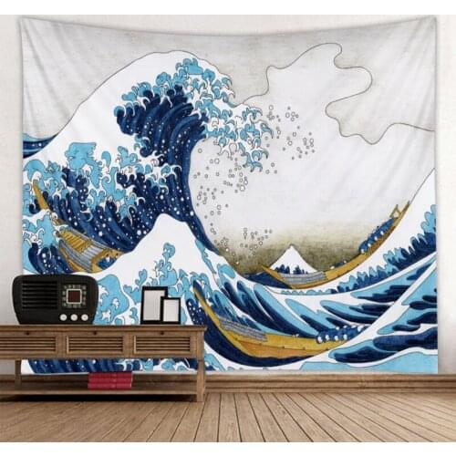 Cartoon wave sea water Printed Tapestry Decorative Mandala Tapestry Indian Home Decor Big Hippie Wall Hanging Blanket
