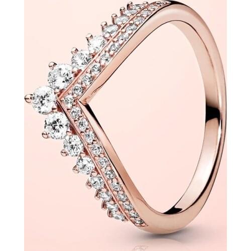 New 100% 925 Sterling Silver Princess Wishbone Zircon Ring 2021 Women Fashion DIY fine Jewelry Valentine Day gifts Free shipping