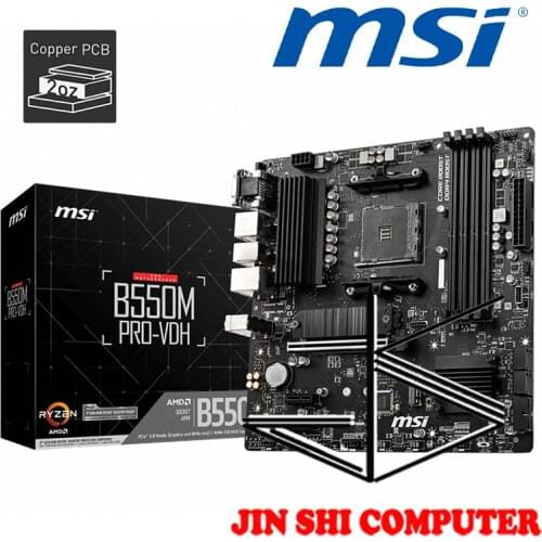 NEW MSI B550M PRO-VDH Support for 3rd Gen AMD Ryzen AMD Socket AM4 Supports DDR4 Memory, up to 4400(OC) MHz PCIe 4.0 with M.2