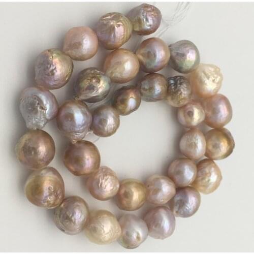 New natural freshwater pearl nuclear multicolor baroque loose irregular 10-13MM 15"