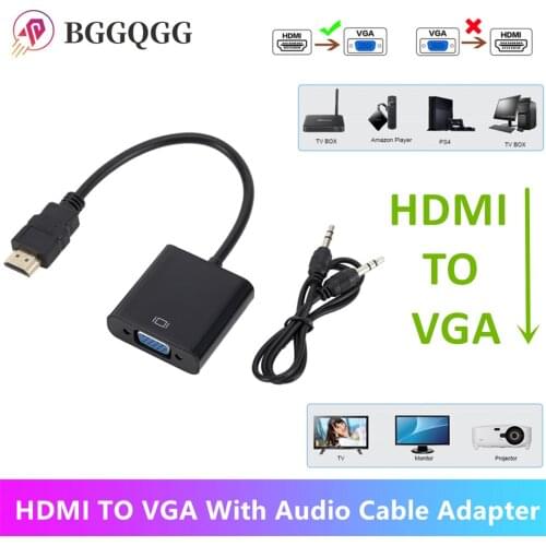 BGGQGG HDMI to VGA Adapter Cable Male To Female HDMI TO VGA Converter Adapter 1080P Digital to Analog Video Audio For Tablet
