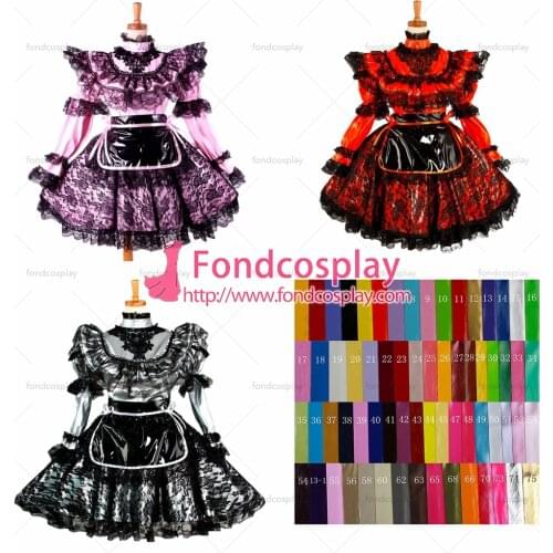 PVC lockable Sissy Maid Dress vinyl Uniform Tailor-Made[G1422]