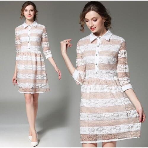 Soft fox beautiful sexy strip lace dress elegant knee-length dress 2017 summer new European and American Hot free shipping